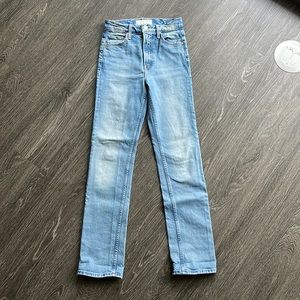 Mother Superior Denim — High Waisted Rider Skimp in Give It Up Light Wash